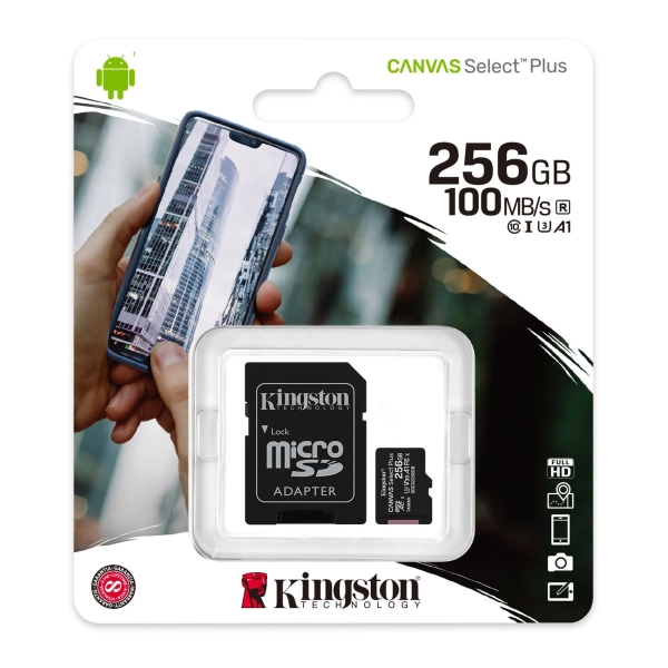 Купити Карта пам'яті Kingston microSD 256GB C10 UHS-I R100/W85MB/s + SD (SDCS2/256GB) - фото 3