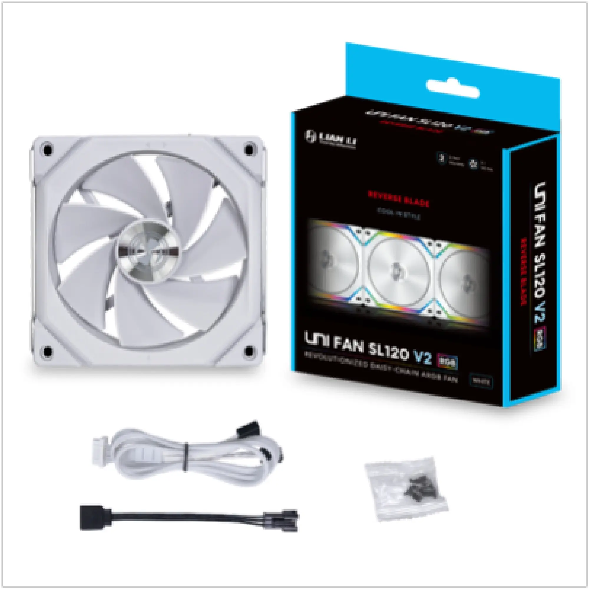 Купити Вентилятор Lian Li UNI FAN SL120 V2 Reverse Blade White (G99.12RSLV21W.00) - фото 4
