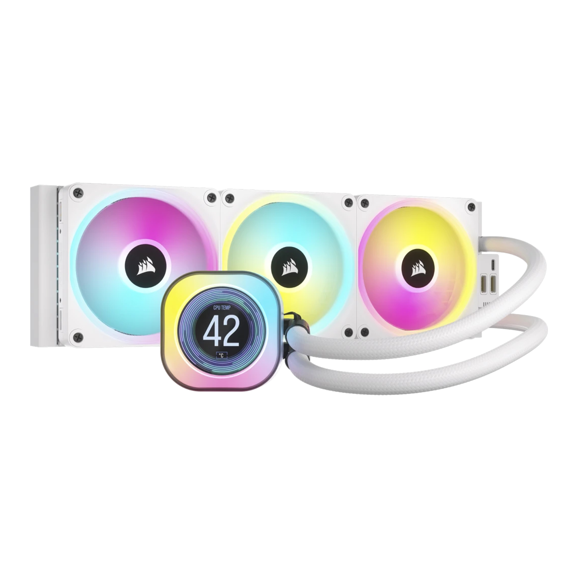 Купить Система водяного охлаждения Corsair iCUE Link H150i LCD RGB Liquid CPU Cooler White (CW-9061010-WW) - фото 1
