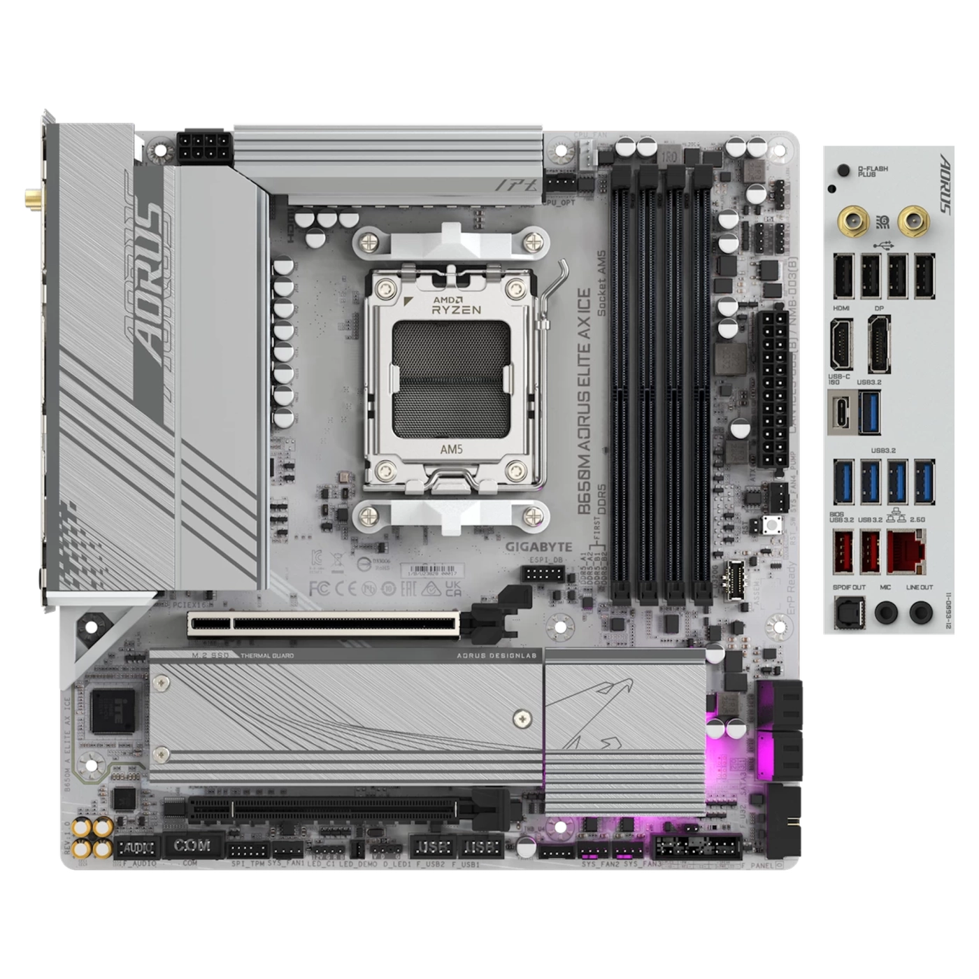 Купити Материнська плата GIGABYTE B650M AORUS ELITE AX ICE - фото 4