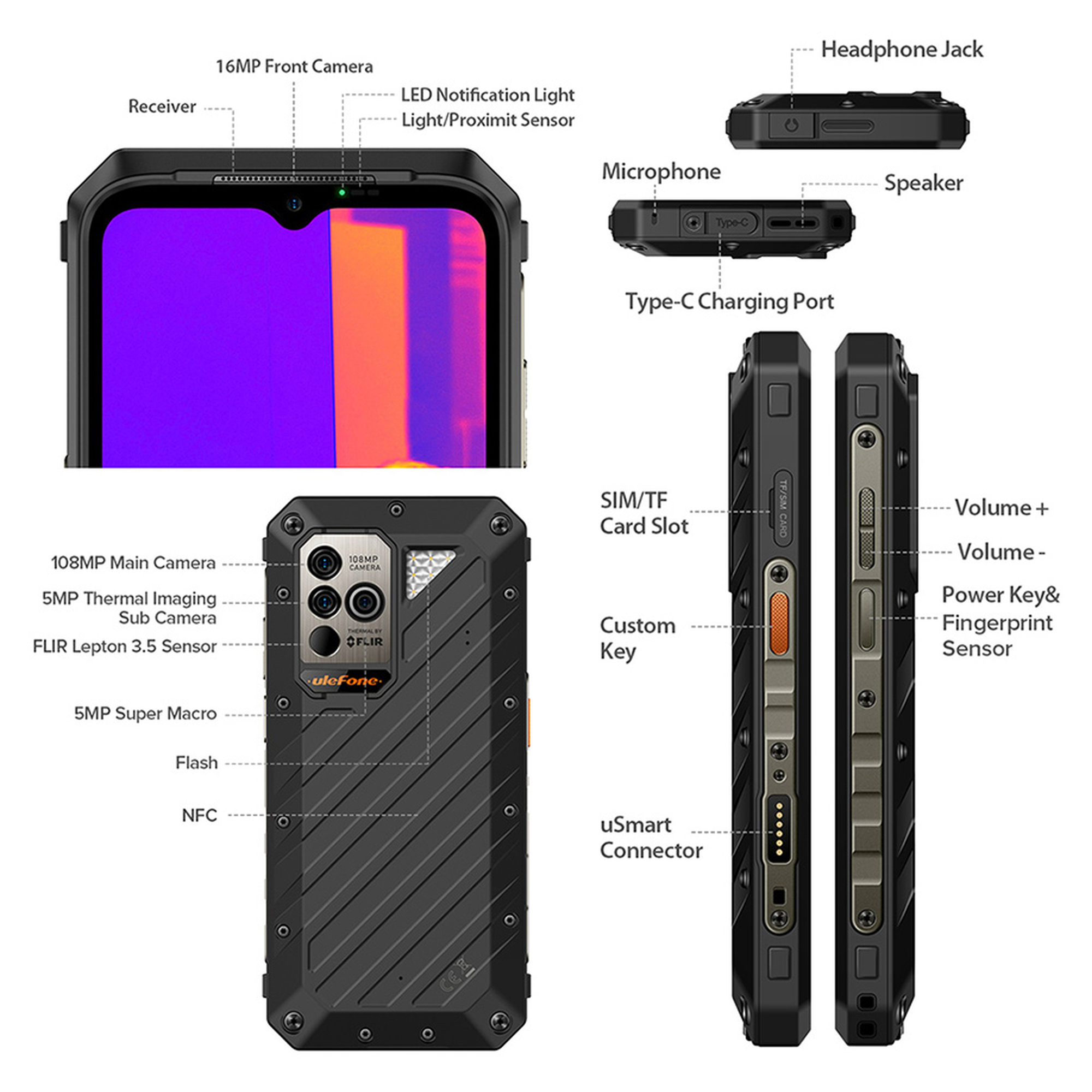 Купить Смартфон Ulefone Power Armor 19T (IP69K 12/256Gb 4G NFC) Black (6937748735298) - фото 6