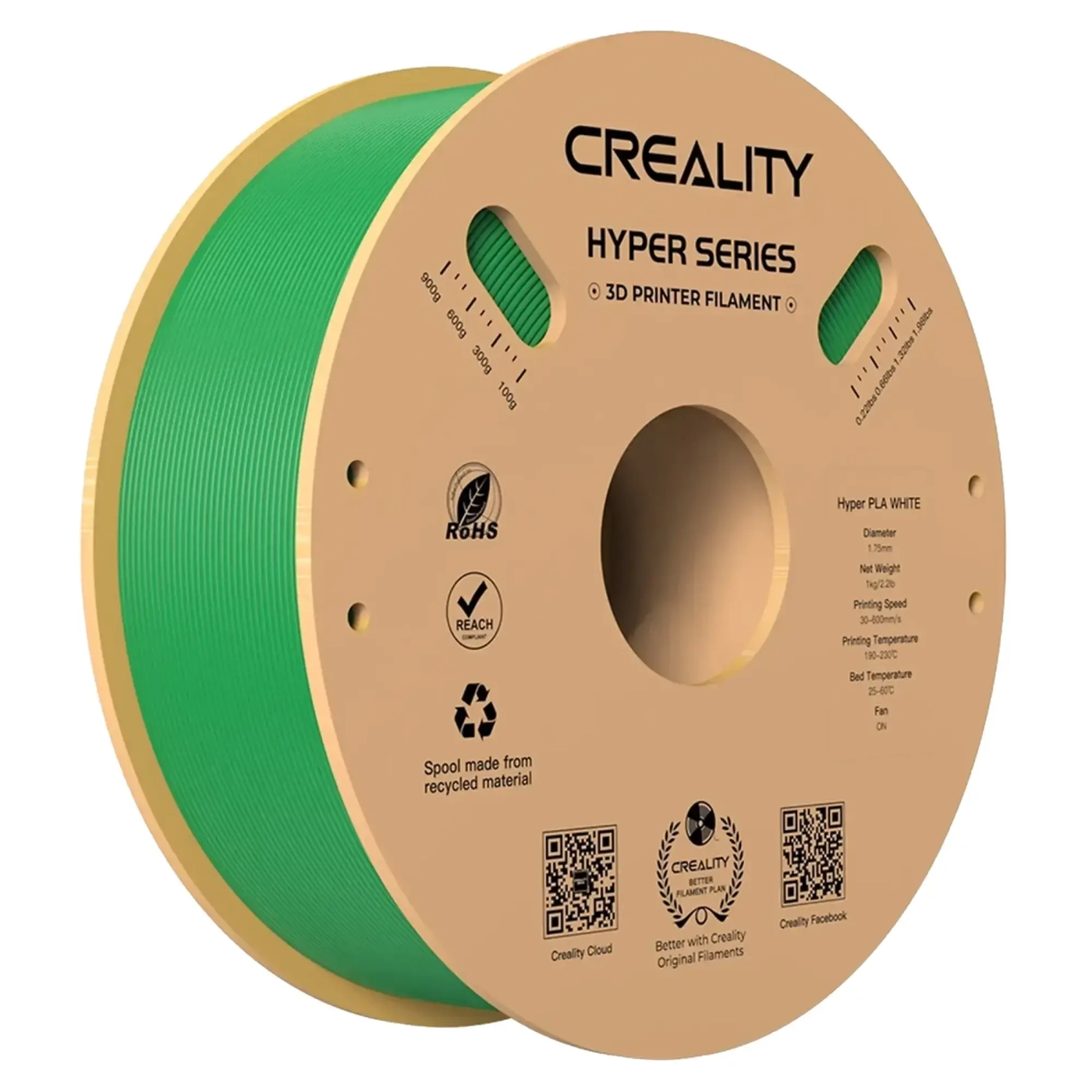 Купить Hyper PLA Filament (пластик) для 3D принтера CREALITY 1кг, 1.75мм, зеленый (3301010380) - фото 1