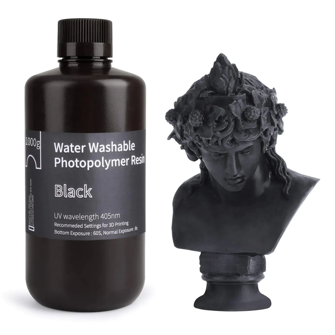 Купити Фотополімерна смола ELEGOO змивається водою Water Washable Resin 1кг, чорна (50.103.0006) - фото 1