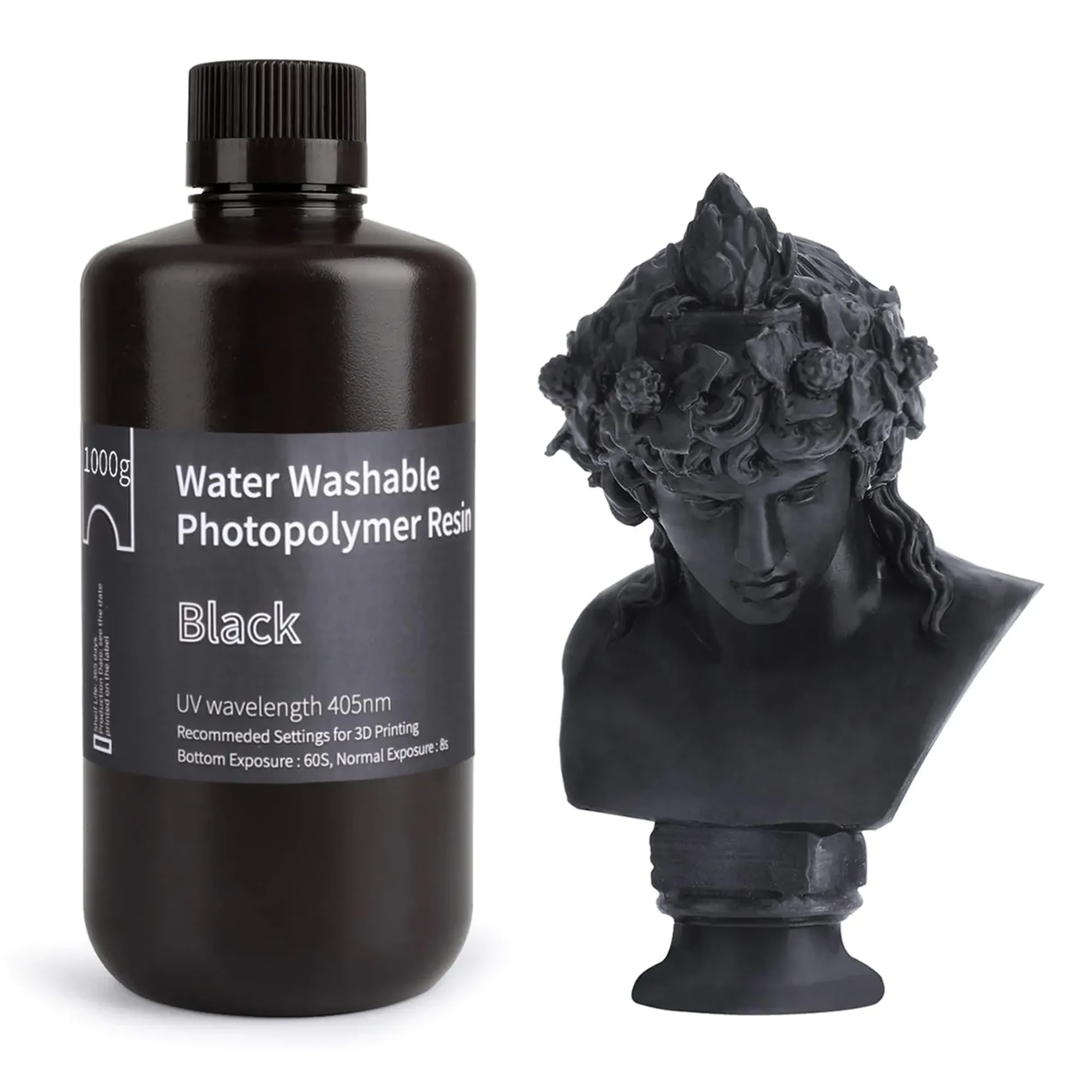 Купити Фотополімерна смола ELEGOO змивається водою Water Washable Resin 1кг, чорна (50.103.0006) - фото 1