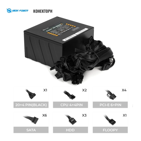 Купить Блок питания HighPower 650W EP-650DD 80+ Bronze (HP1-M650BR-H12S) - фото 5