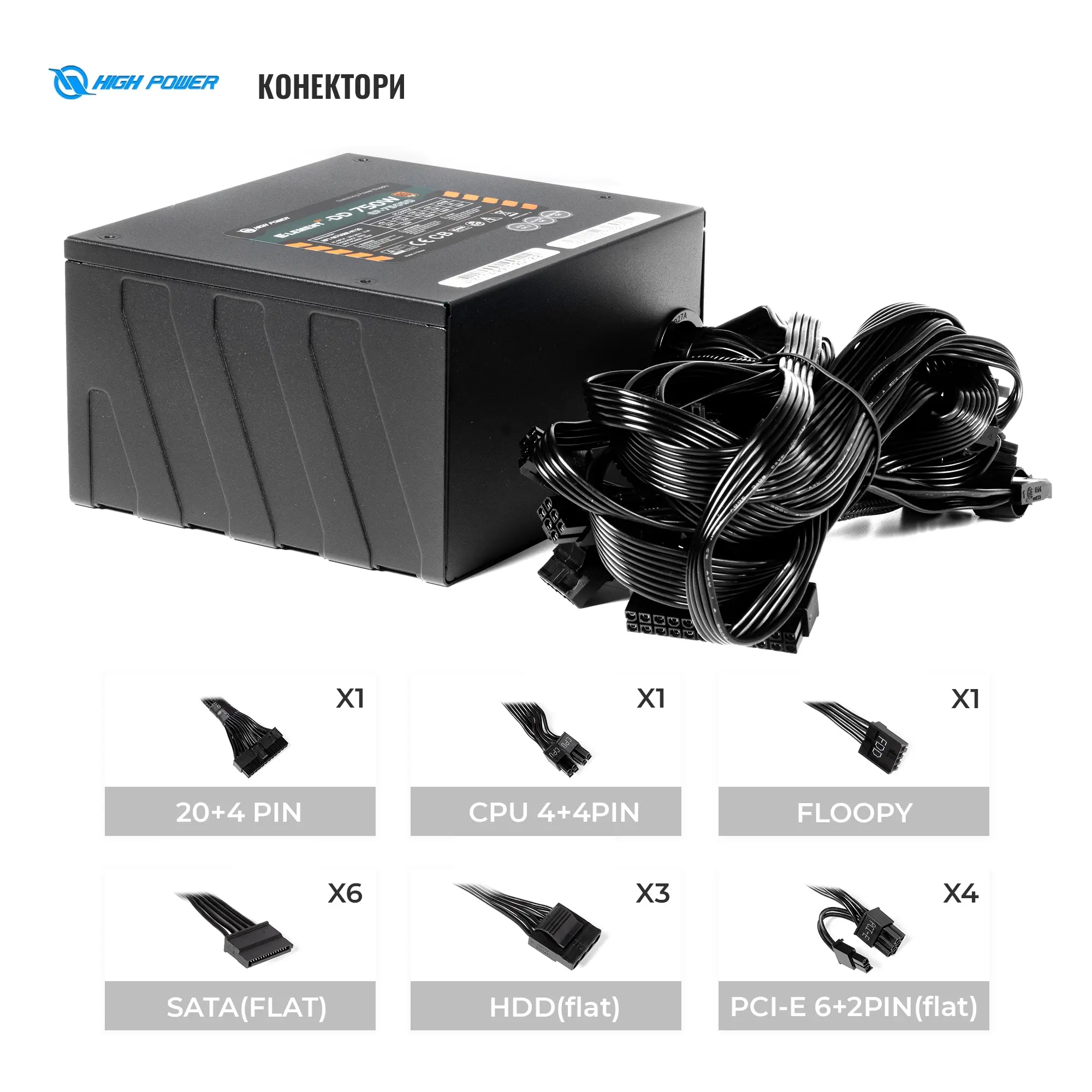Купить Блок питания HighPower 750W EP-750DD 80+ Bronze (HP1-M750BR-H12S) - фото 6