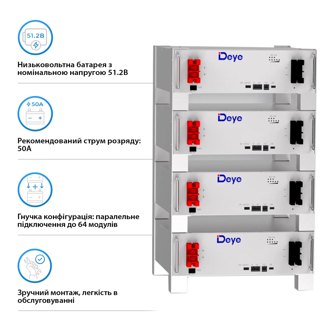 Купить Система хранения энергии DEYE SUN-6K-SG03LP1-EU-2DE10.24K-LFP 6000W 10.24kh 2BAT LiFePO4 6000 циклов - фото 6