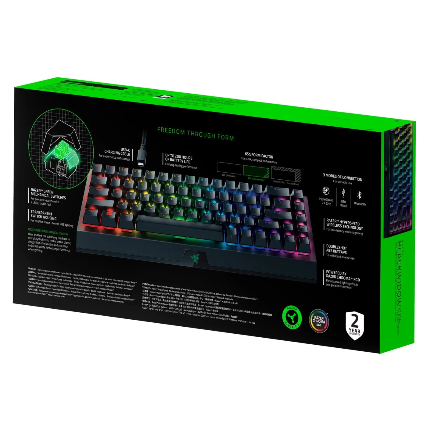 Купити Клавіатура RAZER BlackWidow V3 Mini Hyperspeed Green Switch RU (RZ03-03891600-R3R1) - фото 7