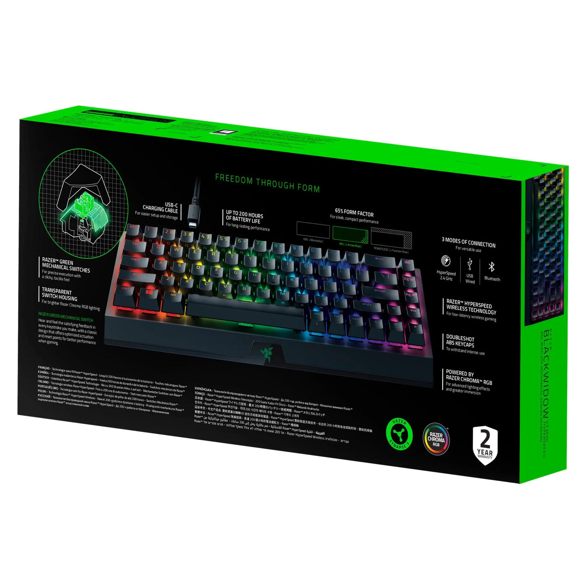 Купити Клавіатура RAZER BlackWidow V3 Mini Hyperspeed Green Switch RU (RZ03-03891600-R3R1) - фото 7