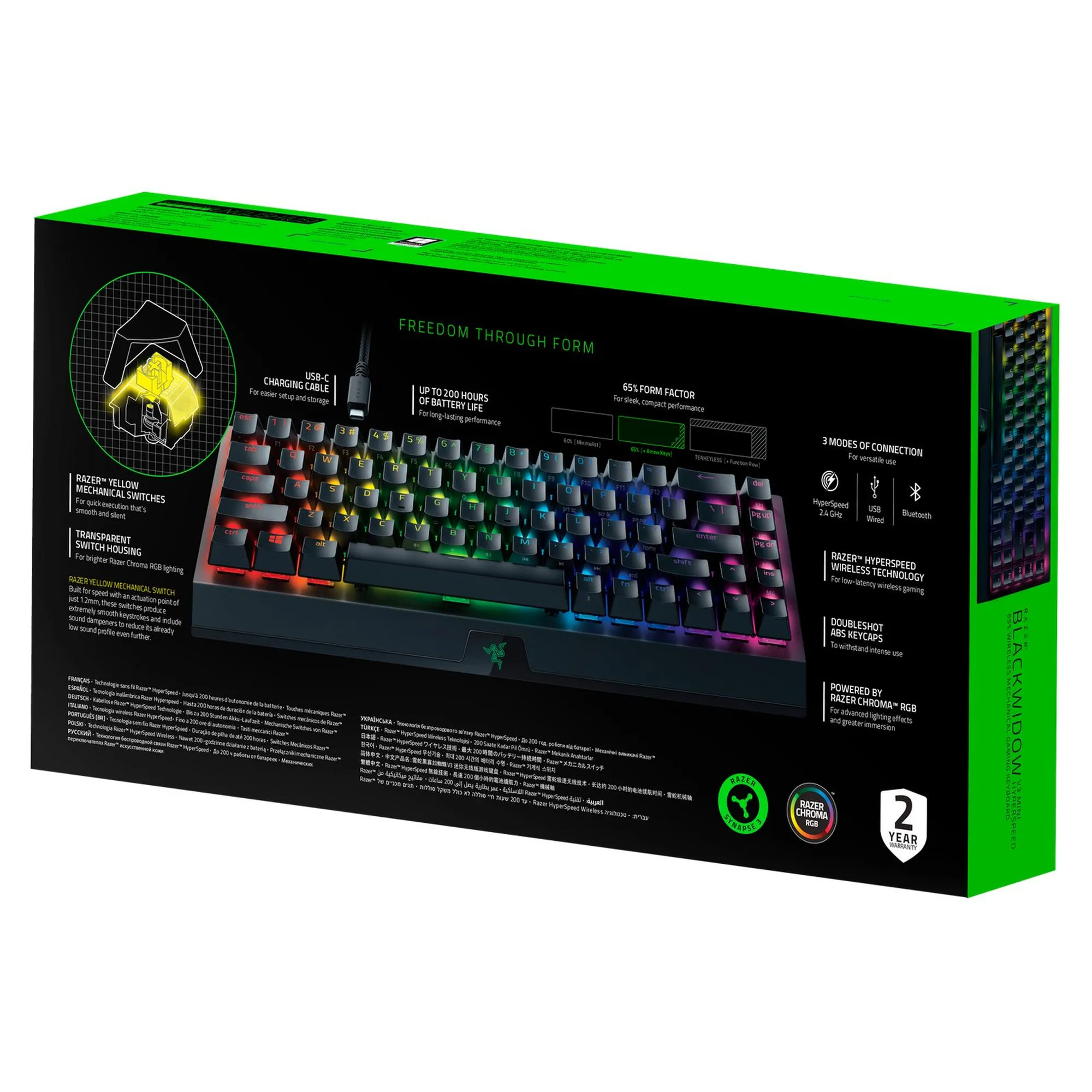 Купить Клавиатура RAZER BlackWidow V3 Mini Hyperspeed Yellow Switch RU (RZ03-03890700-R3R1) - фото 7
