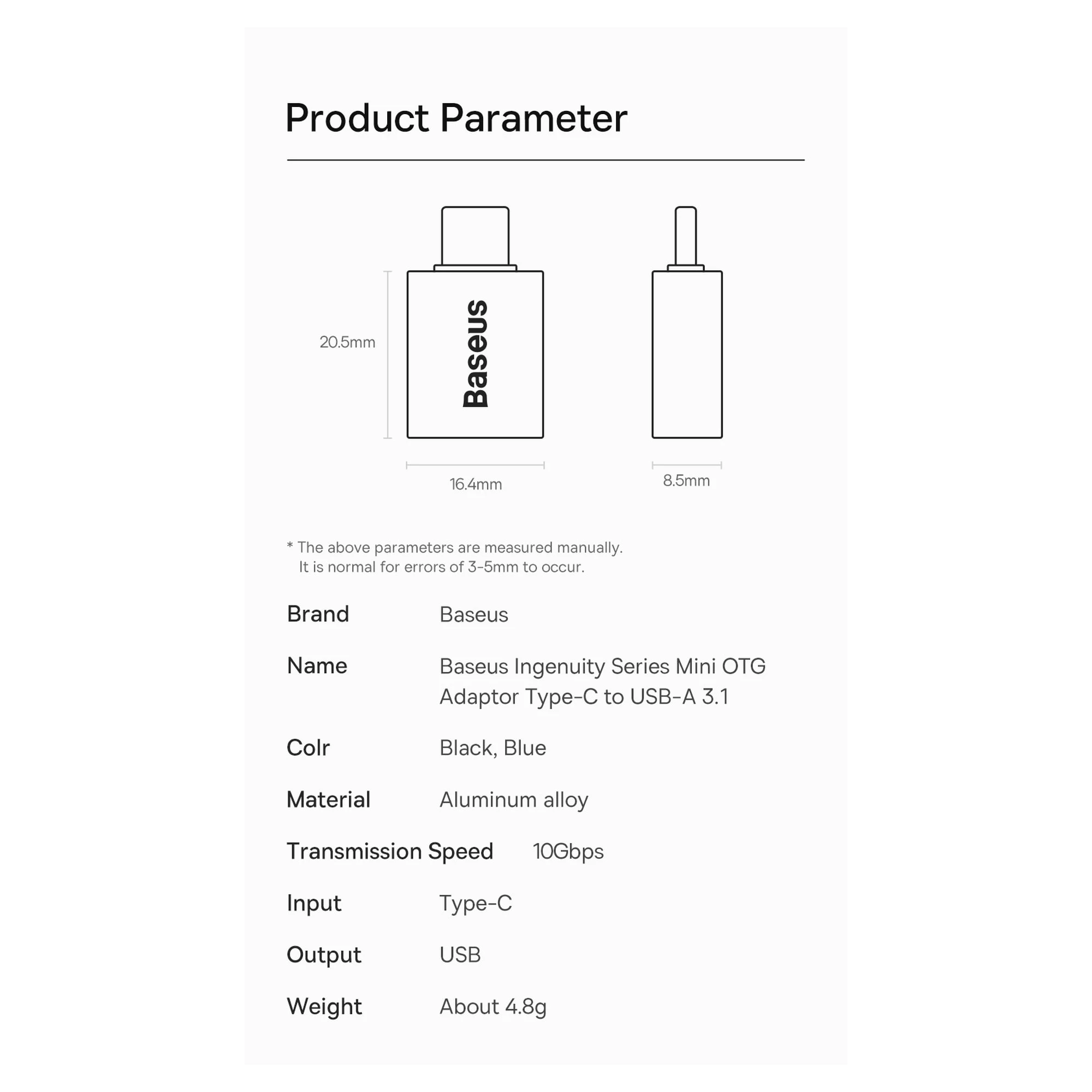 Купить Адаптер Baseus Ingenuity Series Mini OTG Adaptor Type-C to USB-A 3.1 Black (ZJJQ000001) - фото 8