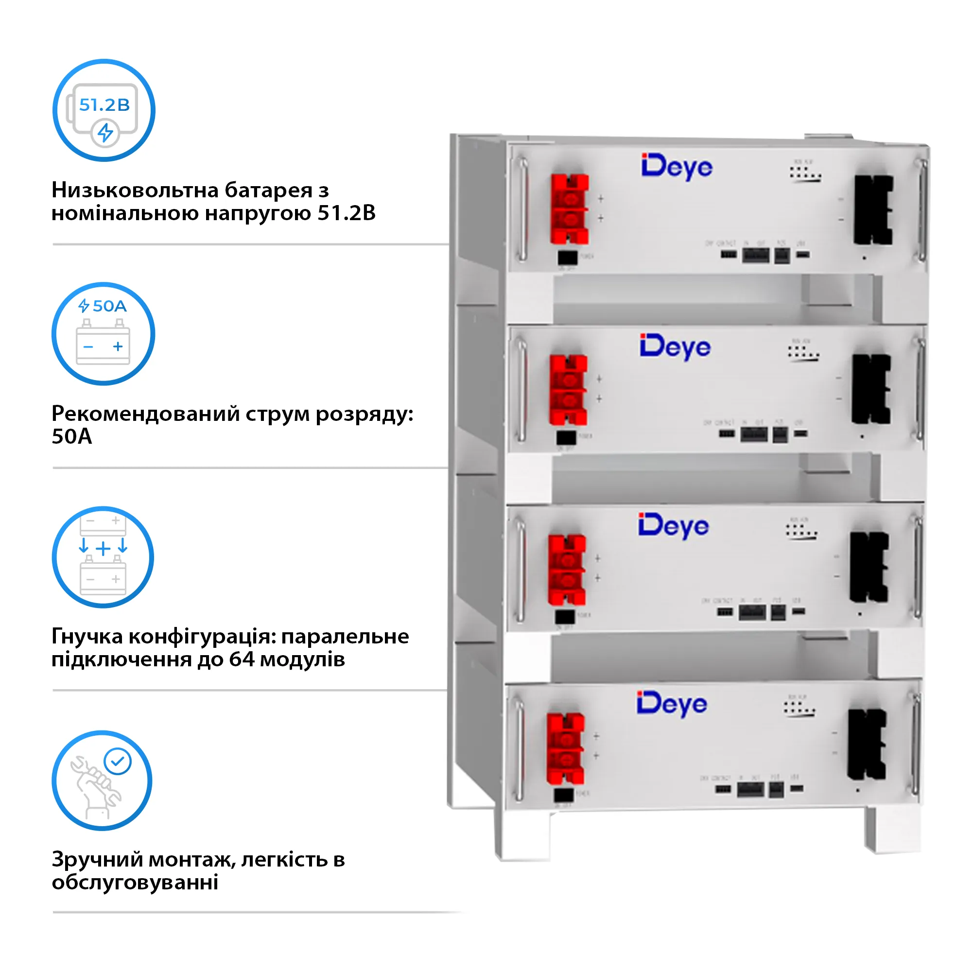 Купить Система хранения энергии DEYE SUN-10K-SG04LP3-EU-3DE15.36K-LFP 10000W 15.36kWh 3BAT LiFePO4 6000 циклов - фото 4