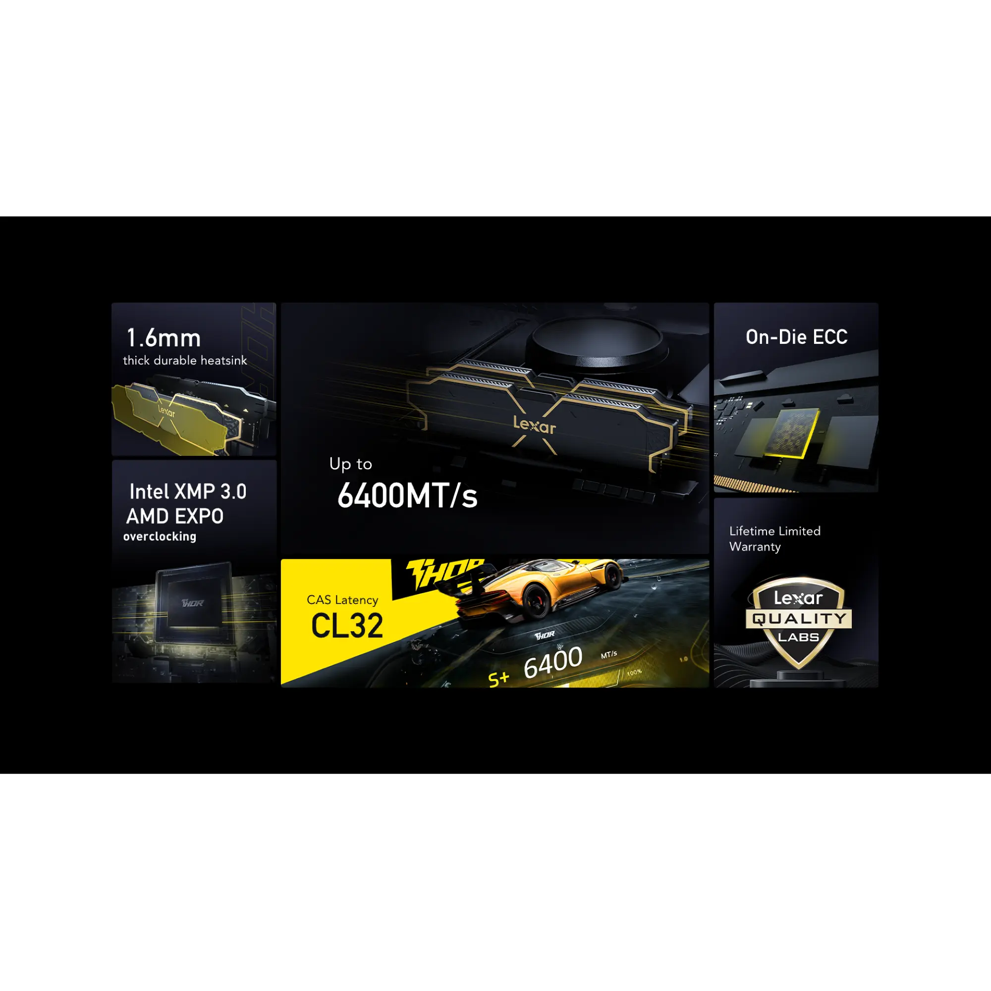 Купить Модуль памяти Lexar THOR OC Black DDR5-6000 32GB (2x16GB) (LD5U16G60C32LG-RGD) - фото 5