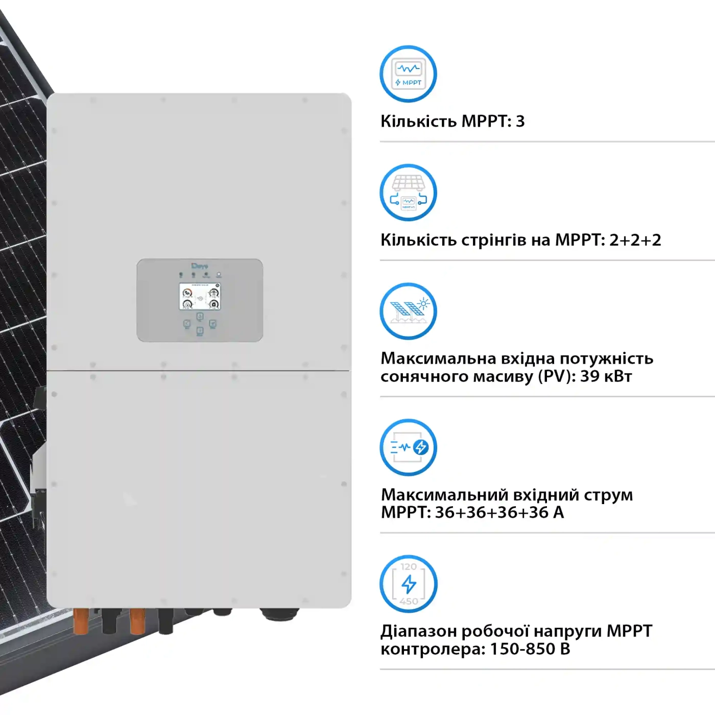 Купити Система зберігання енергії DEYE SUN-30K-SG01HP3-EU-BM3-BOS-G12-61.44kW-LFP 30kW 61.44kWh 1BAT LiFePO4 6000 циклів - фото 5