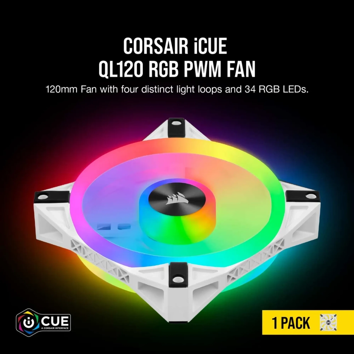 Купити Вентилятор Corsair iCUE QL120 RGB PWM White (CO-9050103-WW) - фото 6