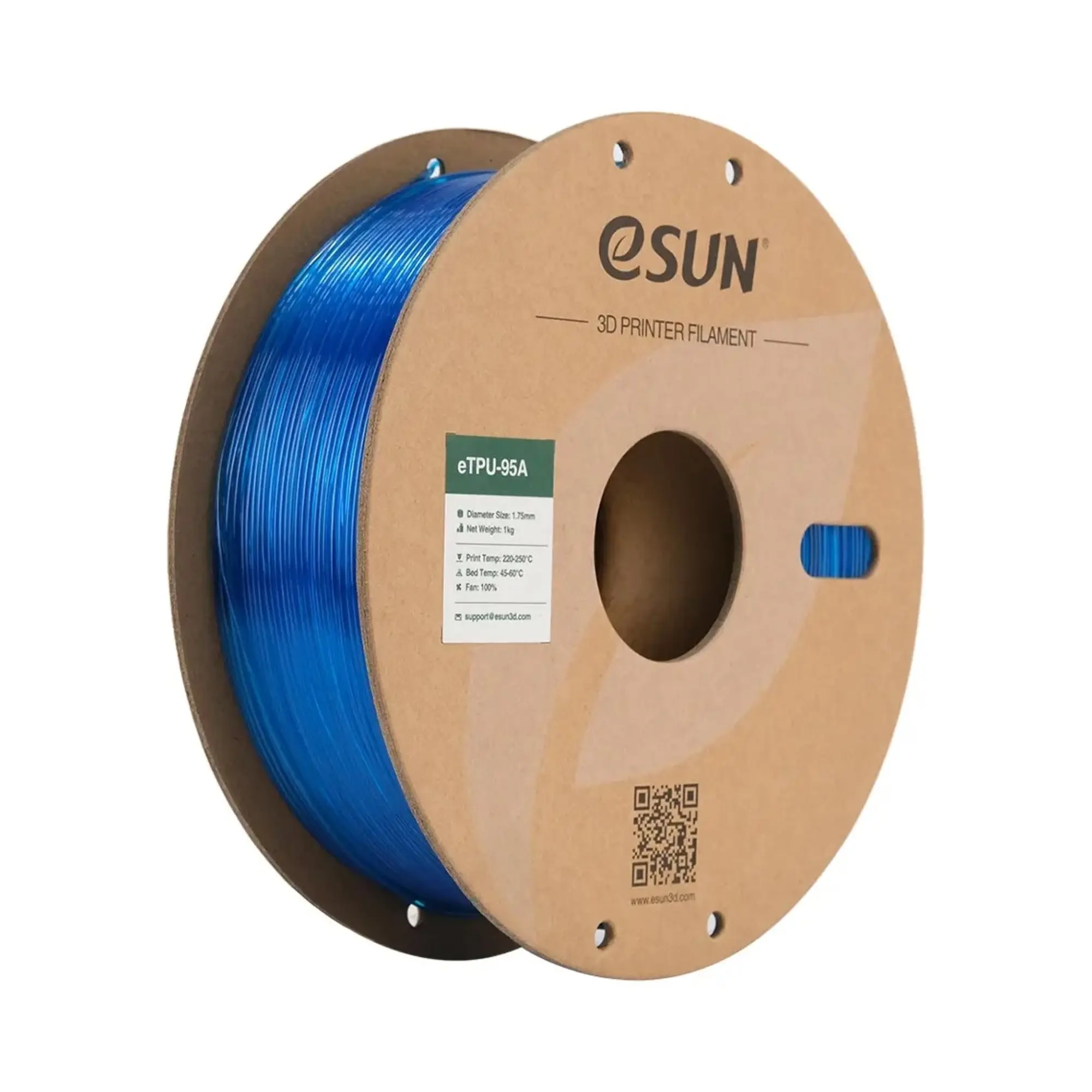 Купити eTPU-95A Filament (пластик) для 3D принтера eSUN 1кг, 1.75мм, прозорий синій (ETPU-95A175GU1) - фото 1