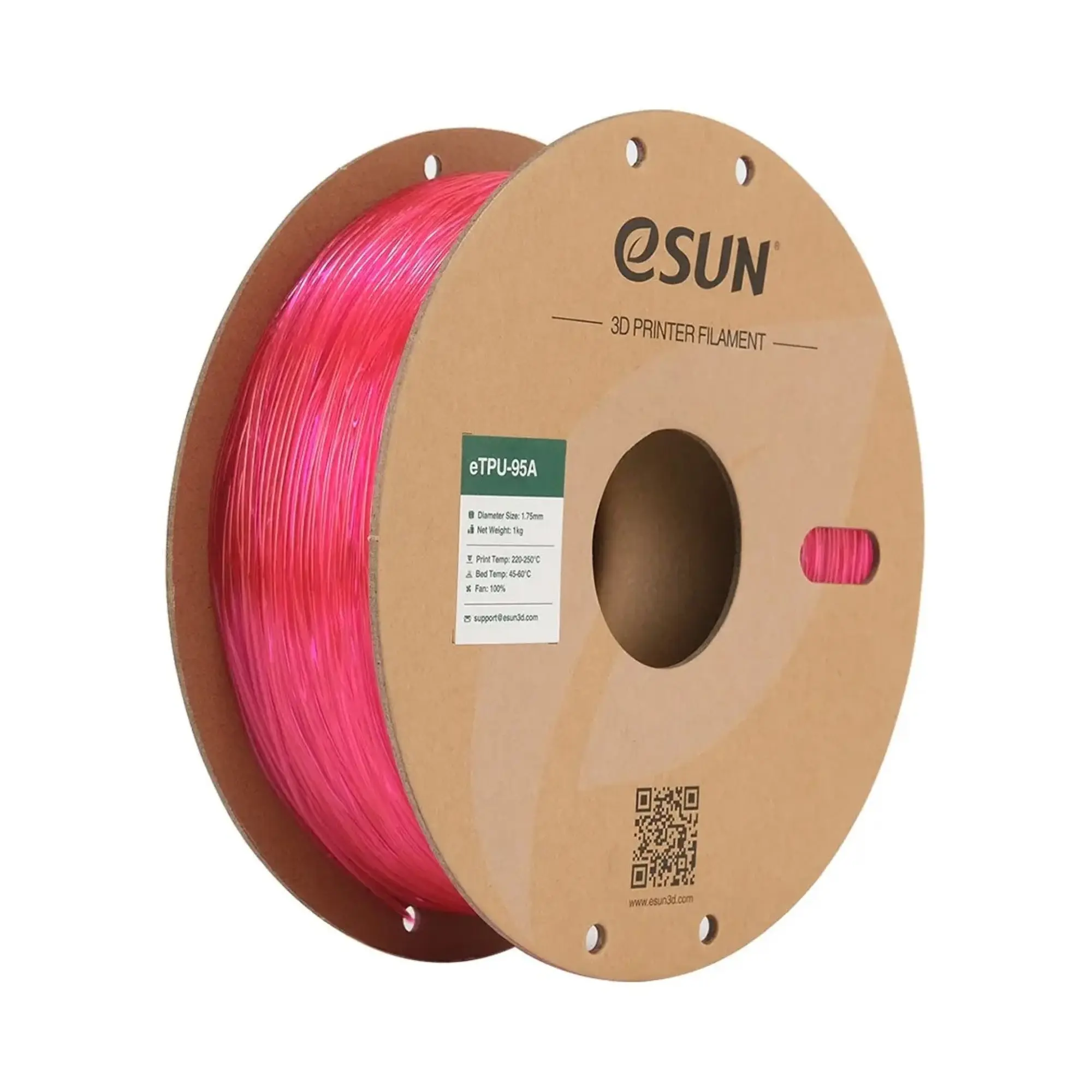 Купити eTPU-95A Filament (пластик) для 3D принтера eSUN 1кг, 1.75мм, прозорий рожевий (ETPU-95A175GP1) - фото 1