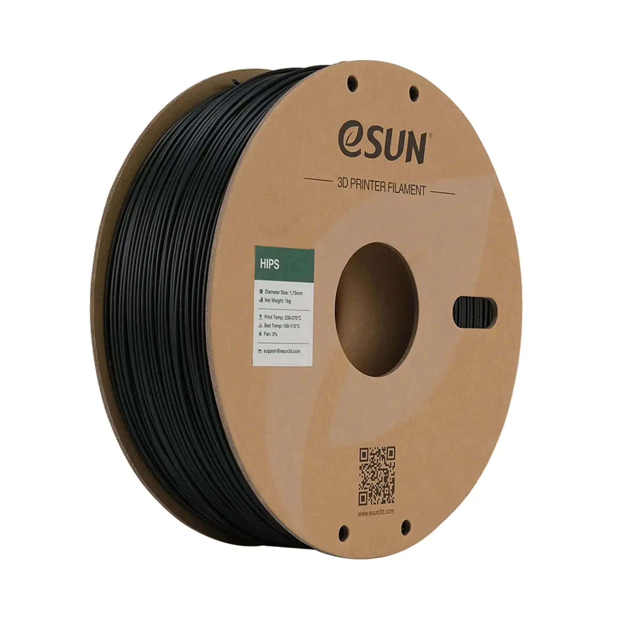 Купити HIPS Filament (пластик) для 3D принтера eSUN 1кг, 1.75мм, чорний (HIPS-P175B1) - фото 1