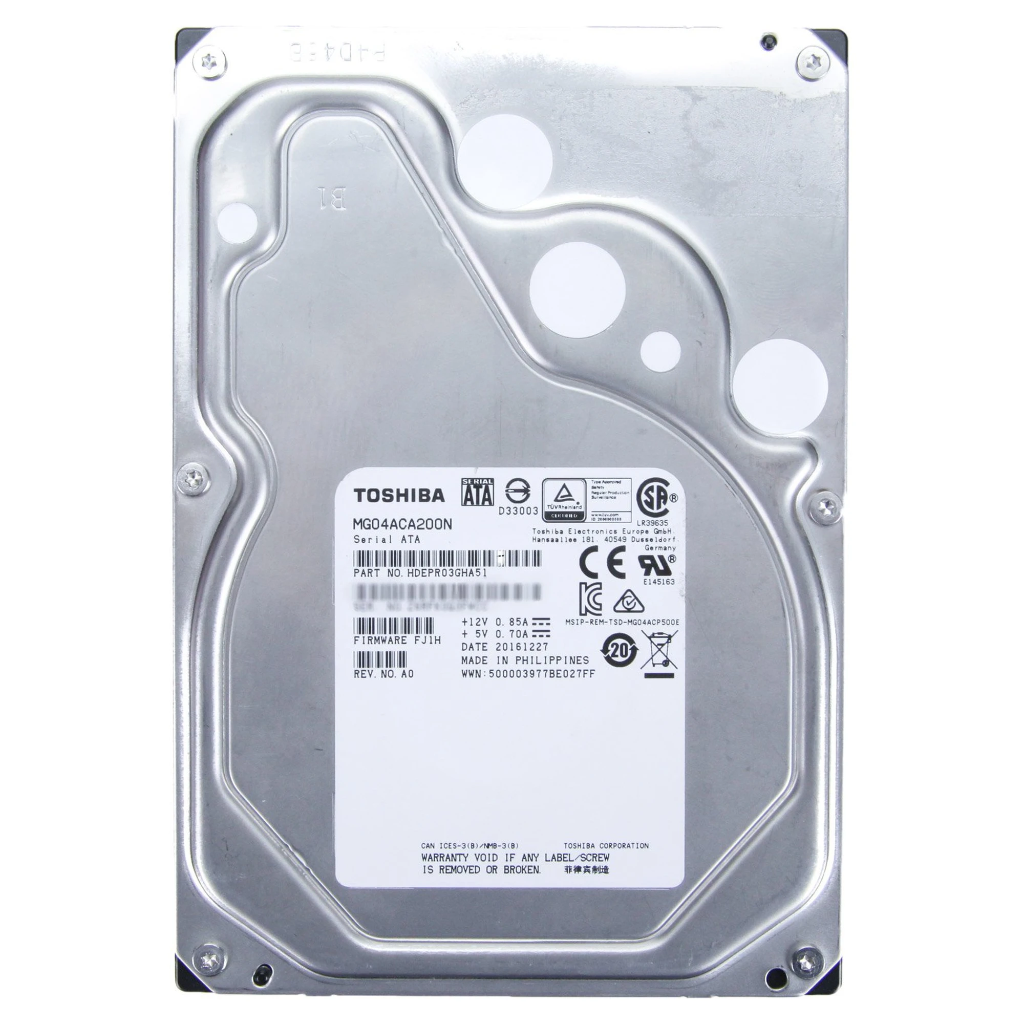 Купить Жесткий диск TOSHIBA Enterprise Capacity 4TB 7200 rpm 256 MB 3.5 SATA III (MG08ADA400E) - фото 1