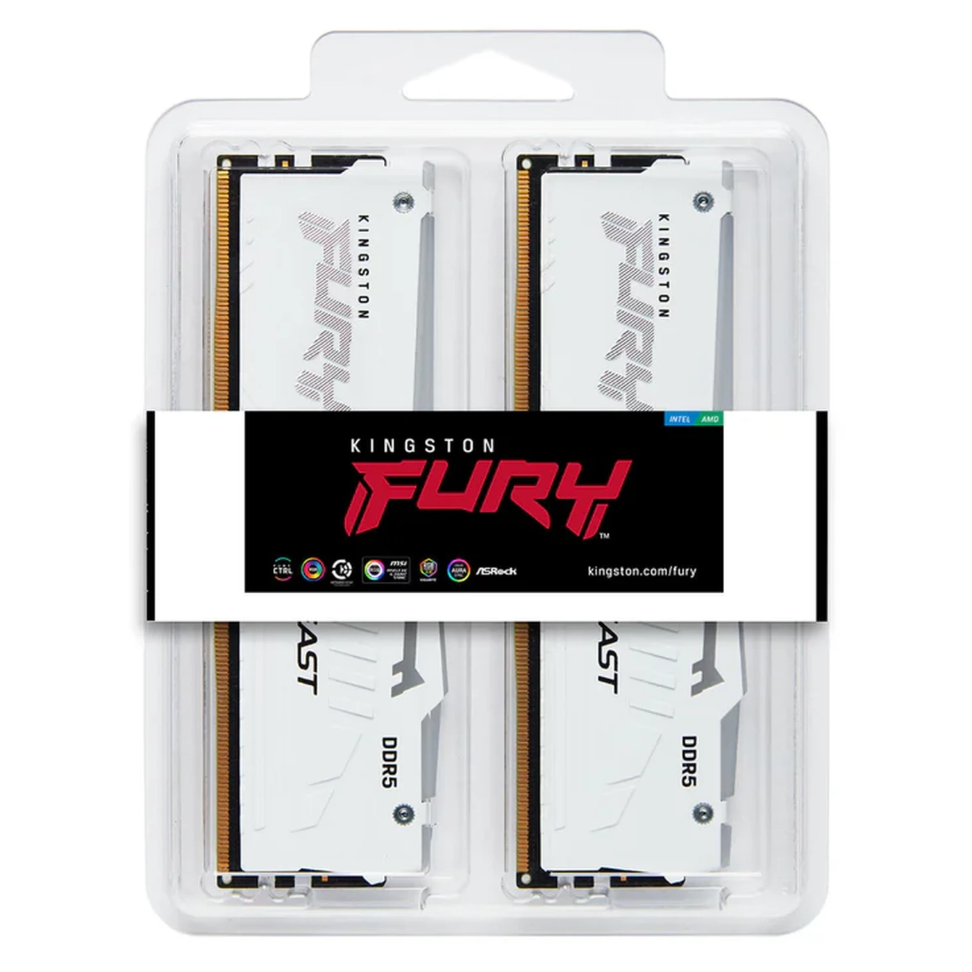 Купить Модуль памяти Kingston FURY Beast White RGB DDR5-6000 32GB (2x16GB) (KF560C30BWAK2-32) - фото 3
