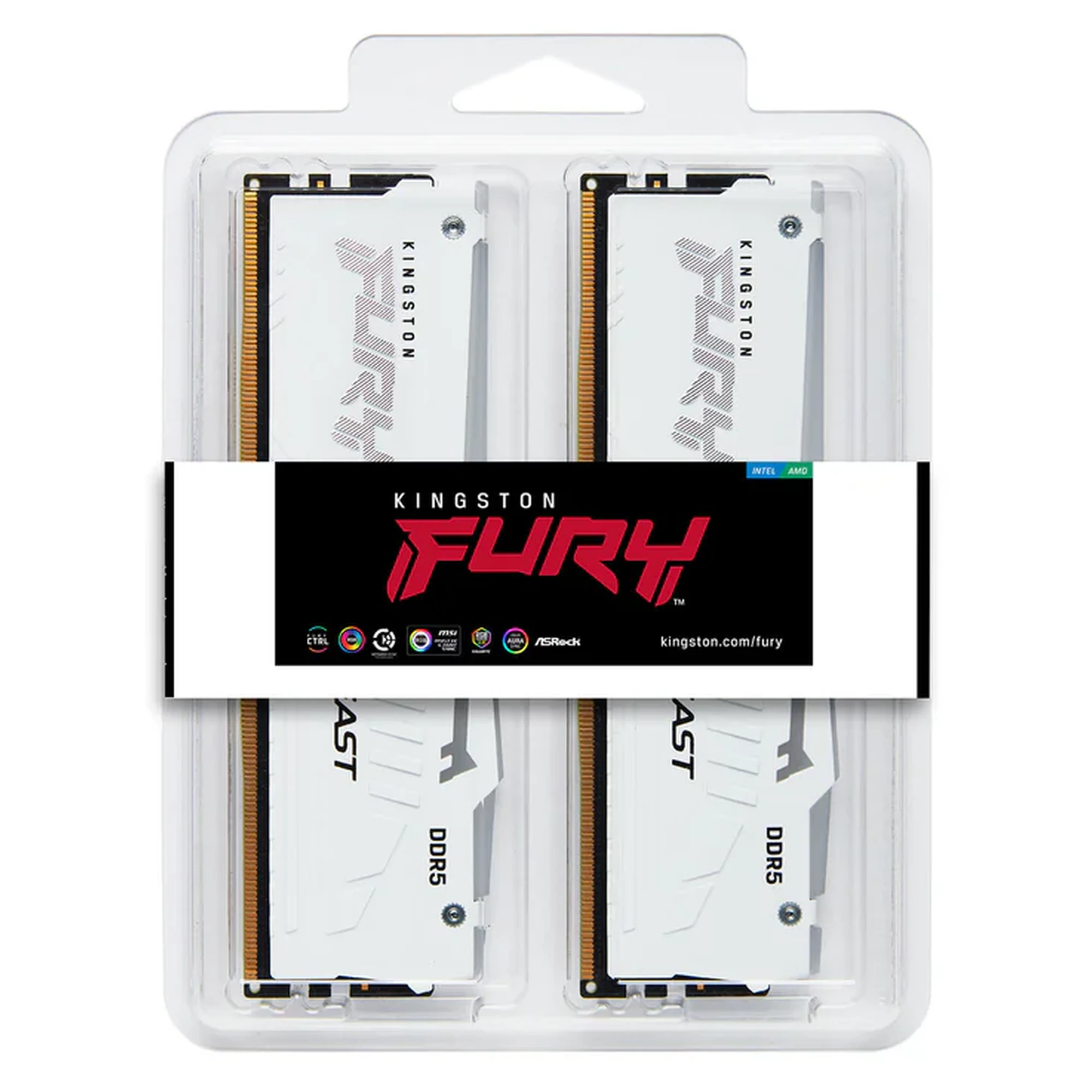 Купить Модуль памяти Kingston FURY Beast White RGB DDR5-6000 32GB (2x16GB) (KF560C30BWAK2-32) - фото 3