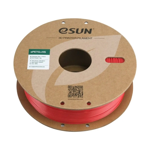 Купити ePETG+HS Filament (пластик) для 3D принтера Esun 1кг, 1.75мм, червоний (ePETG+HS-175SR1) - фото 3