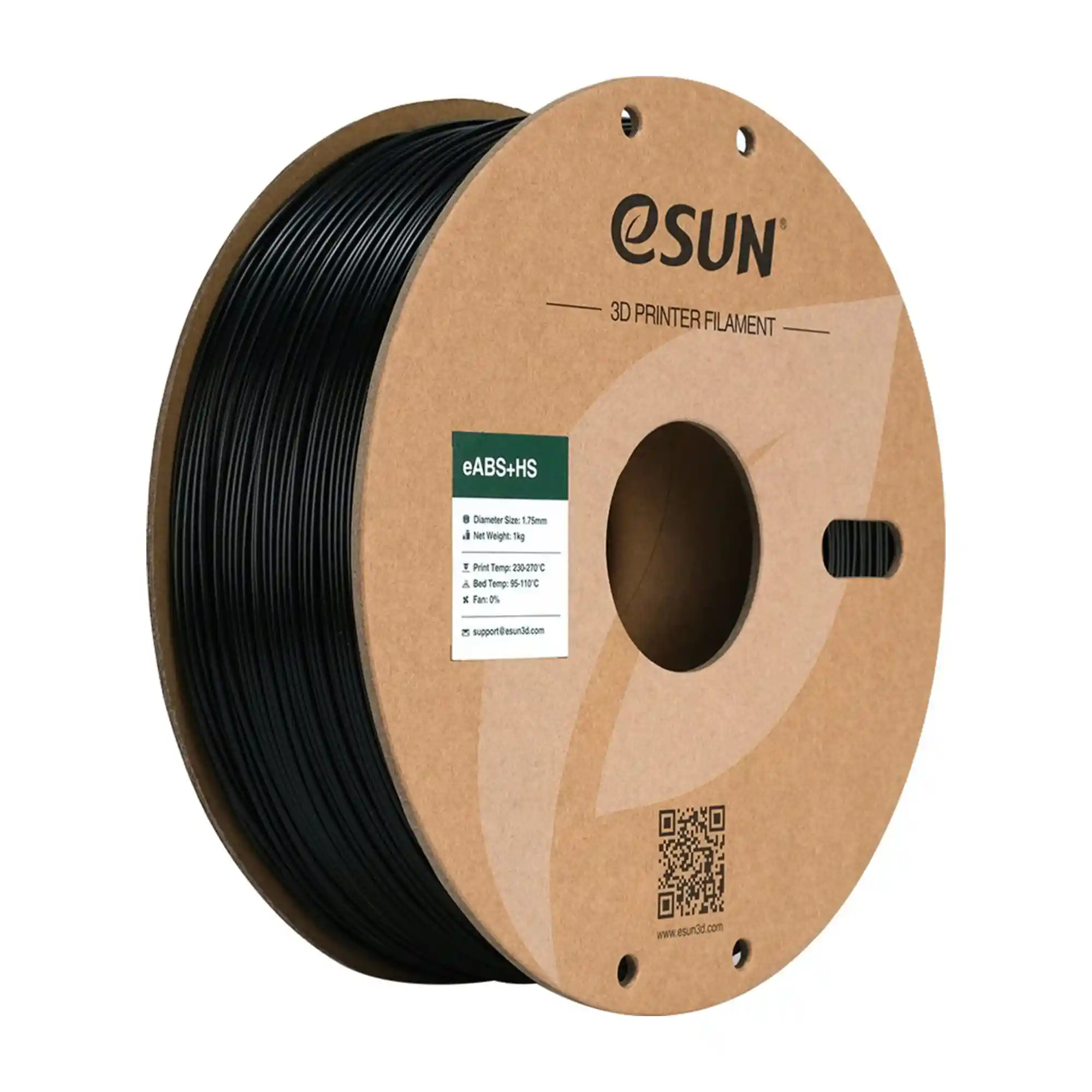 Купить eABS+HS Filament (пластик) для 3D принтера Esun 1кг, 1.75мм, черный (eABS+HS-175B1) - фото 1