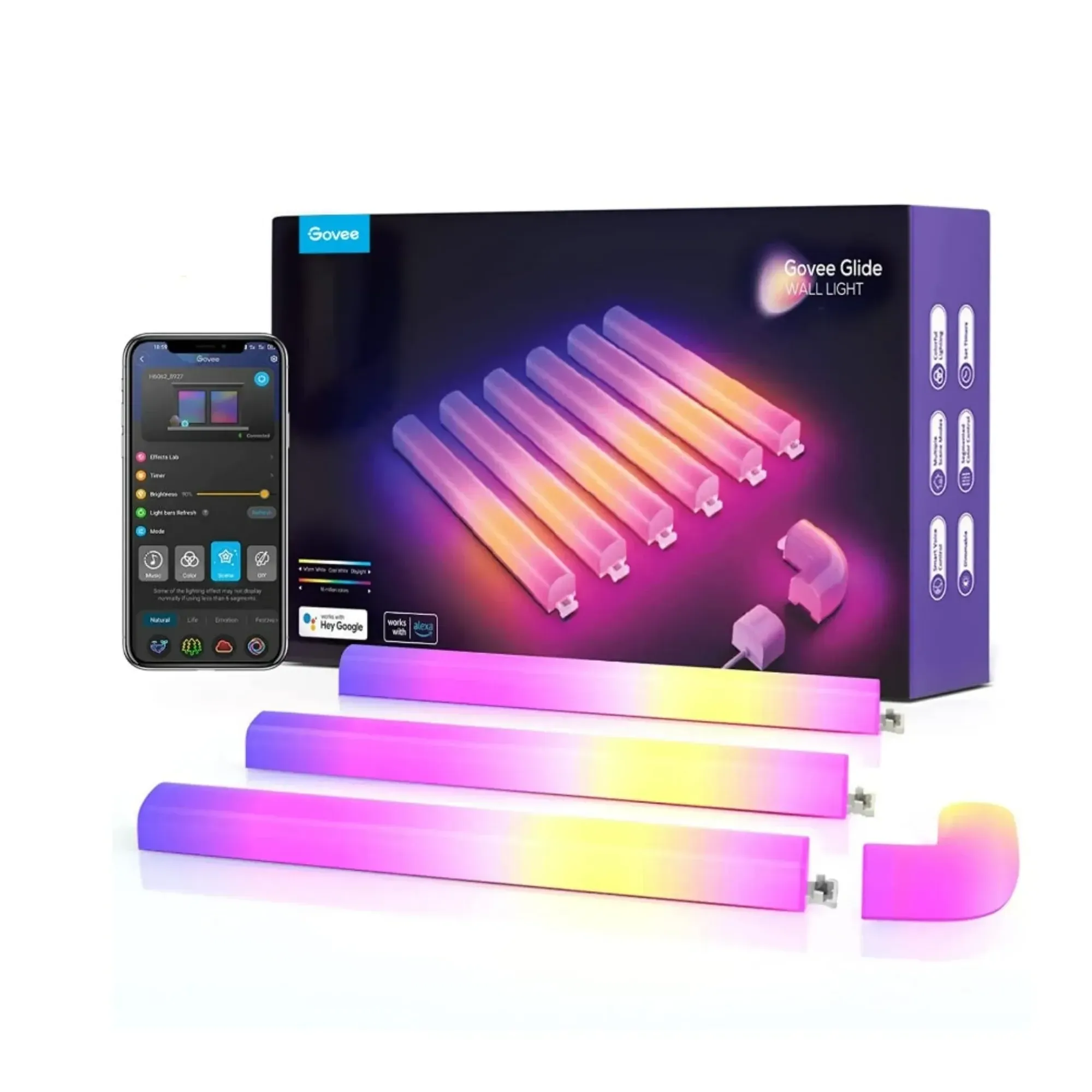 Купить Набор настенных светильников Govee H6062 Glide Wall Light (6+1) RGB (B6062301) - фото 1