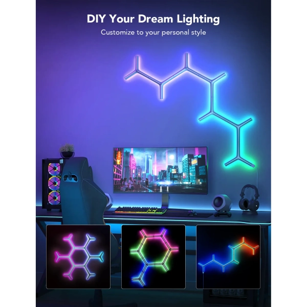 Купить Набор настенных светильников Govee H6065 Glide RGBIC Y Lights 7pcs RGB White (H6065301) - фото 4