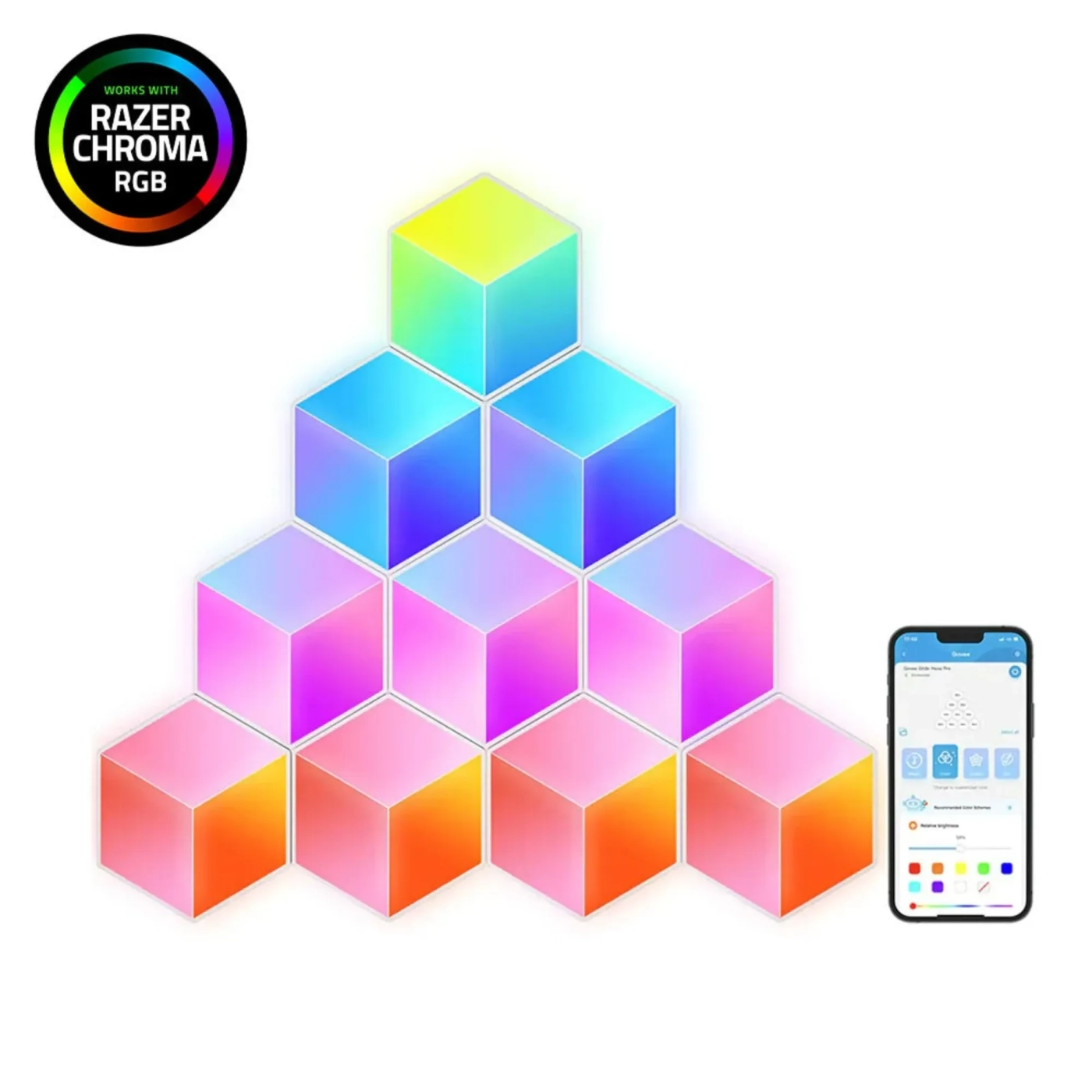 Купити Набір настінних світильників Govee H6066 Glide Hexa Pro LED Light Panels 10pcs RGB White (H6066302) - фото 2
