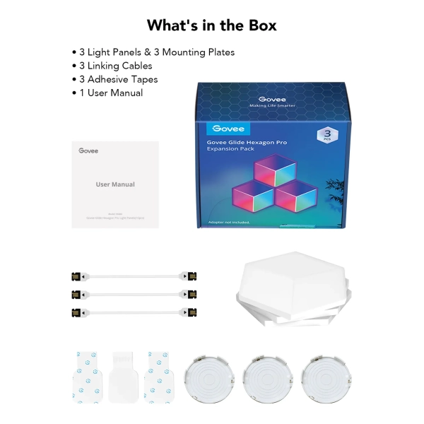 Купити Набір настінних світильників Govee H6066 Glide Hexa Pro LED Light Panels 10pcs RGB White (H6066302) - фото 4