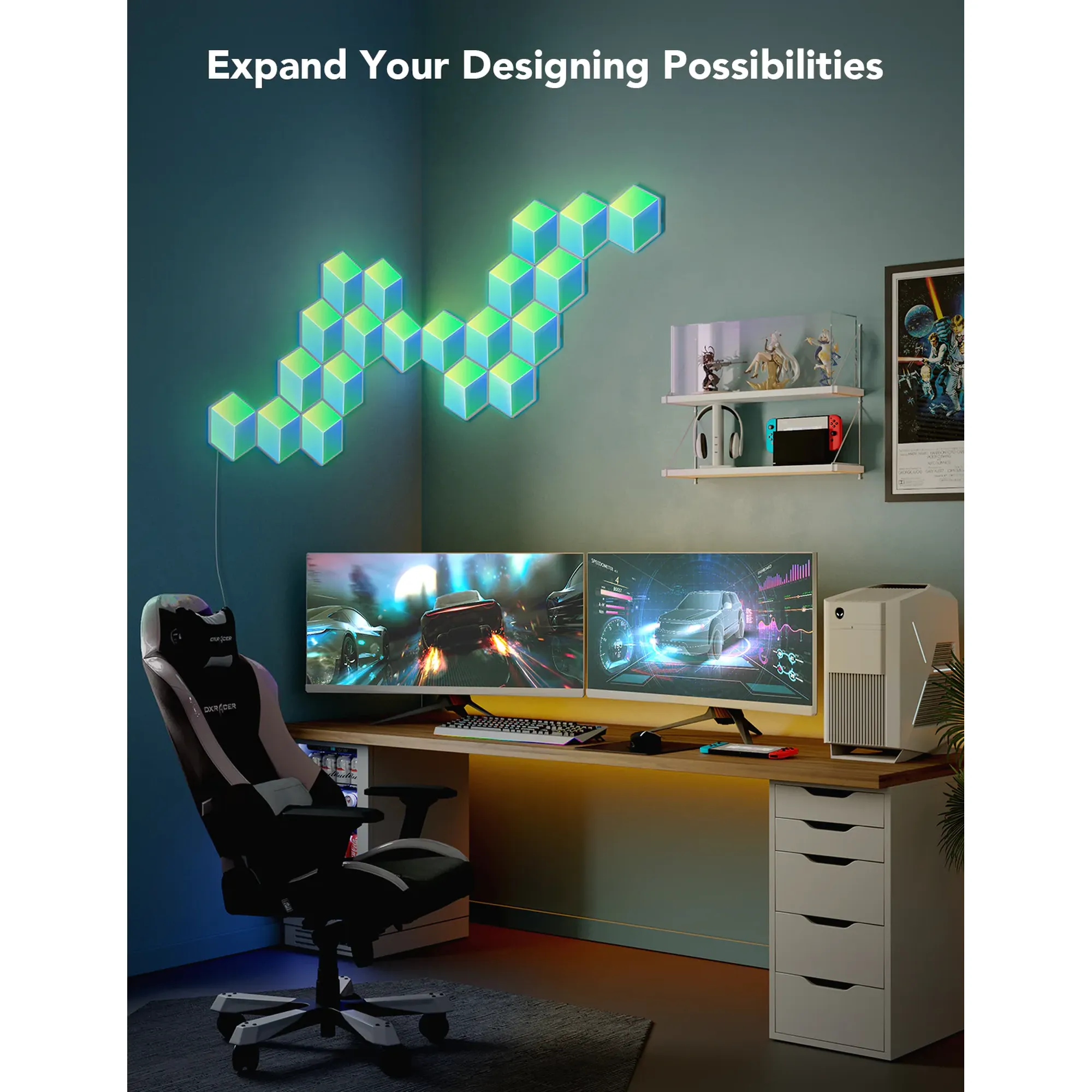 Купити Набір настінних світильників Govee H6066 Glide Hexa Pro LED Light Panels 10pcs RGB White (H6066302) - фото 5