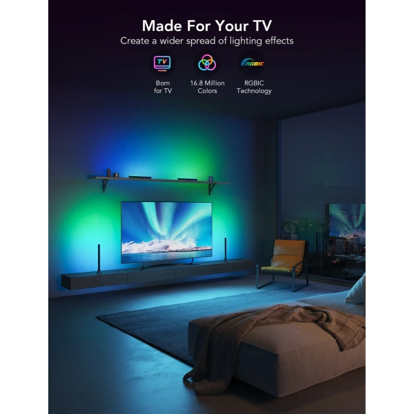 Купить Набор подсветки Govee H6046 RGBIC TV Light Bars for 45-70" TVs Black (H6046311) - фото 2