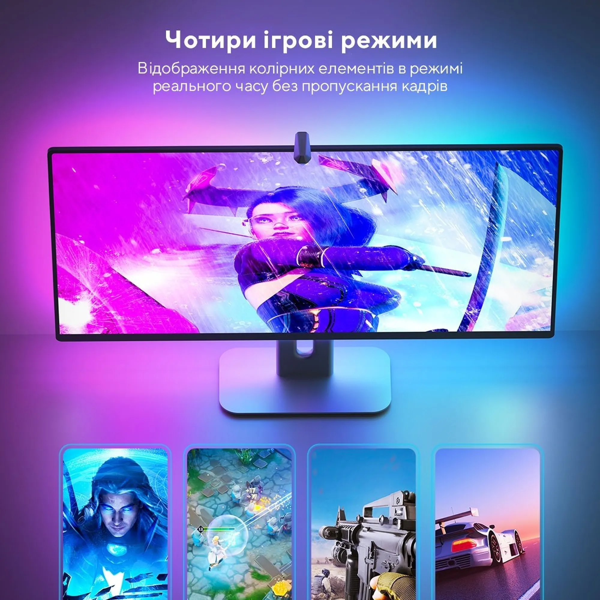Купити Набір адаптивного підсвічування Govee H604B DreamView G1 Gaming Light 24-29" RGB Gray (B604B311) - фото 9