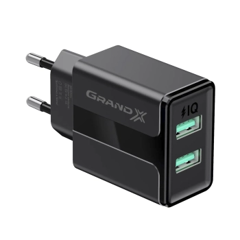 Купити Зарядний пристрій Grand-X 5V 2,4A 2USB Black з захистом від перевантаження і перегріву (CH-15B) - фото 0