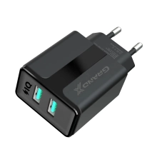 Купити Зарядний пристрій Grand-X 5V 2,4A 2USB Black з захистом від перевантаження і перегріву (CH-15B) - фото 1