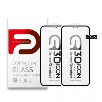 Купити Набір захисних стекол Armorstandart Icon 3D для iPhone 11/XR Black 2шт (ARM56215-GI3D-BK) - фото 1
