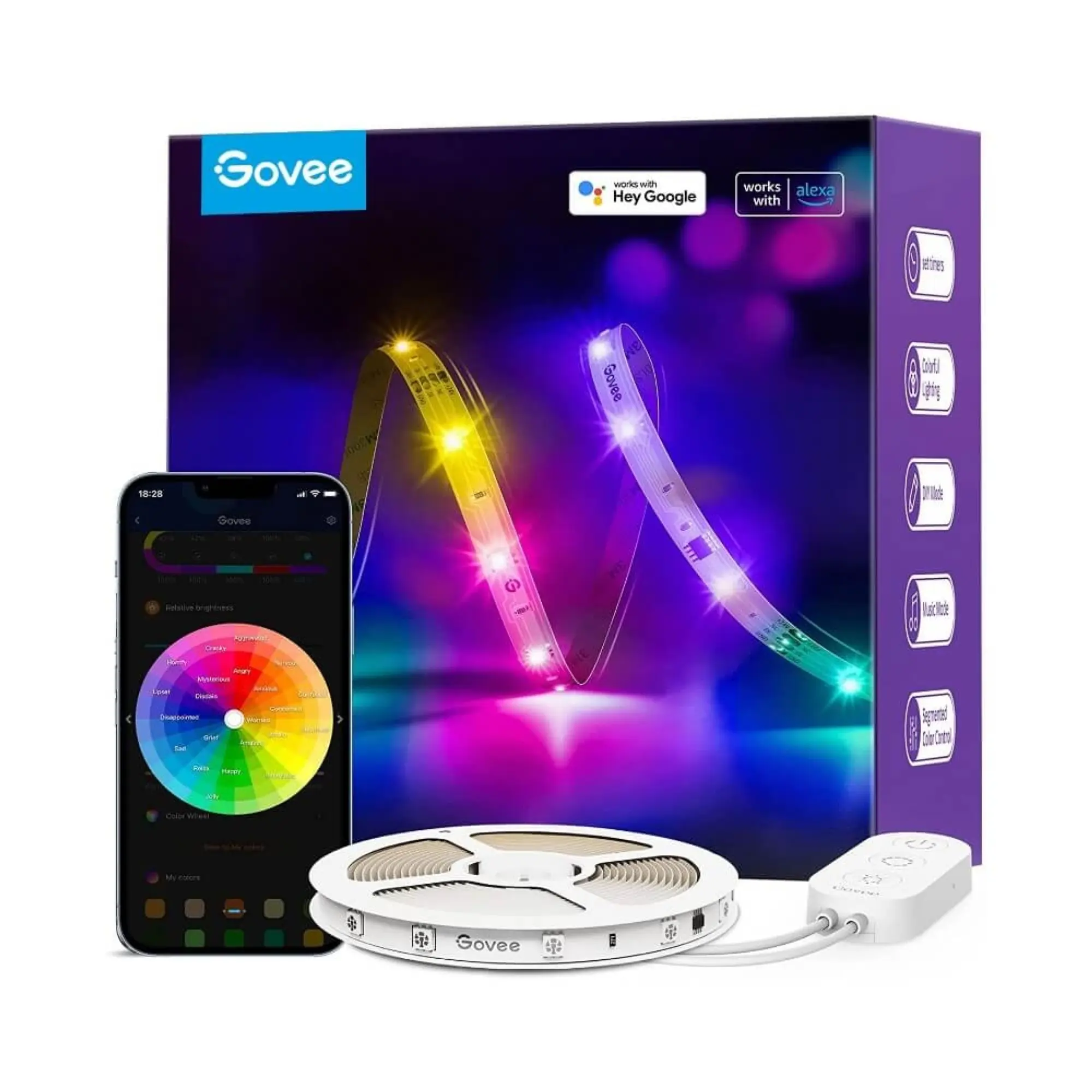 Купить Умная LED лента Govee H618A RGBIC Strip Light Wi-Fi Bluetooth 5м (H618A3D1) - фото 2