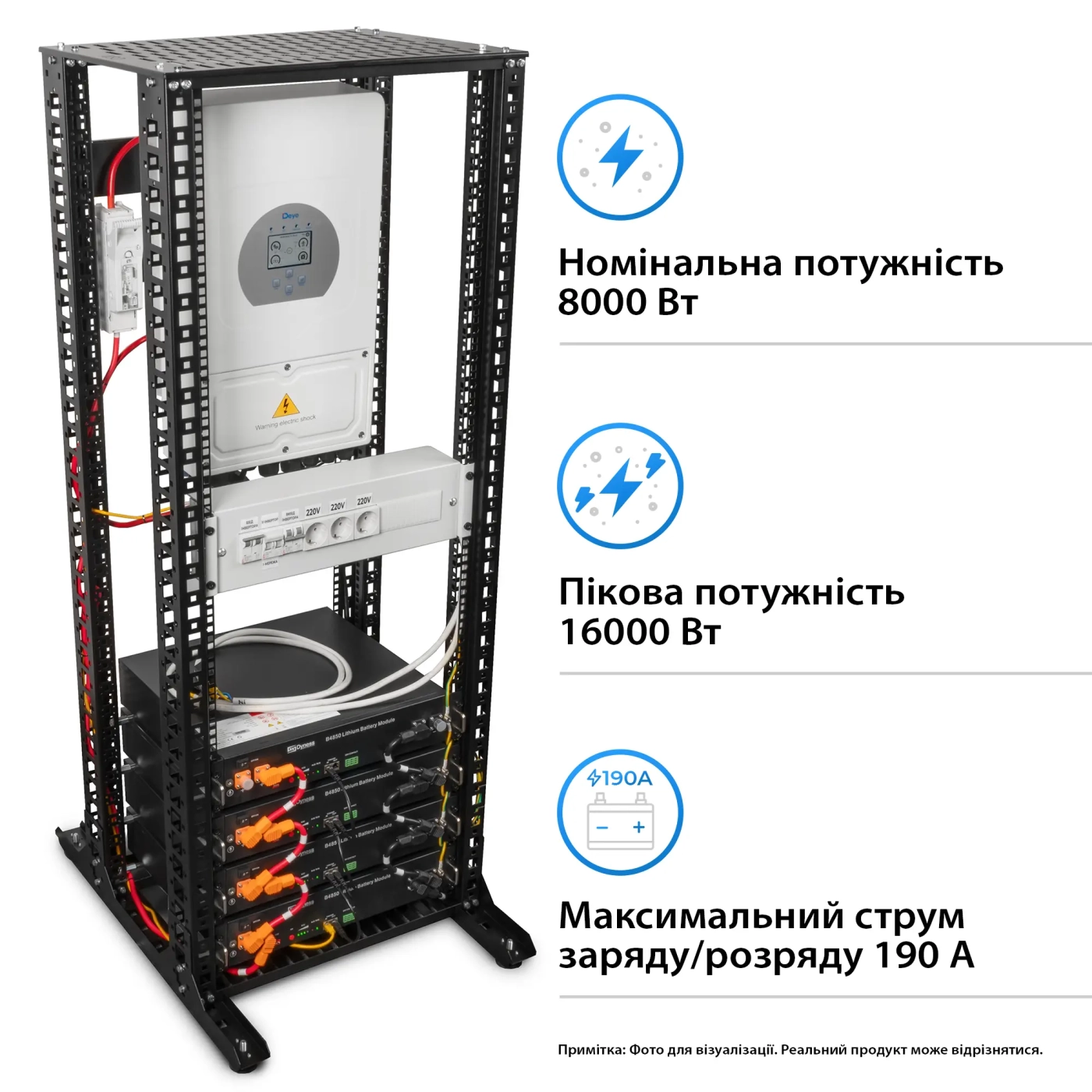 Купити Система зберігання енергії Solarverse 6kW-Deye 9.6kWh-Dyness 4BAT LiFePO4 6000 циклів (SVR24-1DE6K1-LDY9.6K1-0) - фото 2