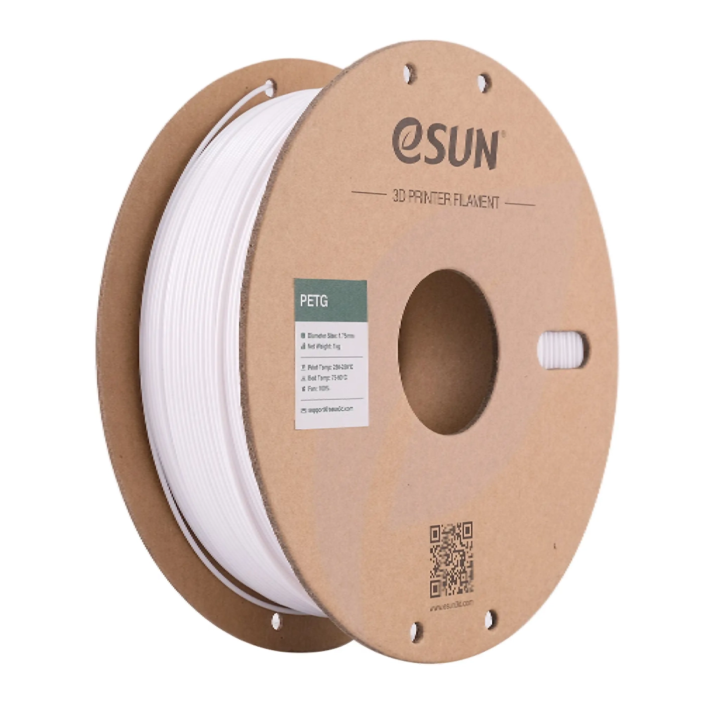 Купити PETG Filament (пластик) для 3D принтера Esun 1кг, 1.75мм, білий (PETG175SW1) - фото 1