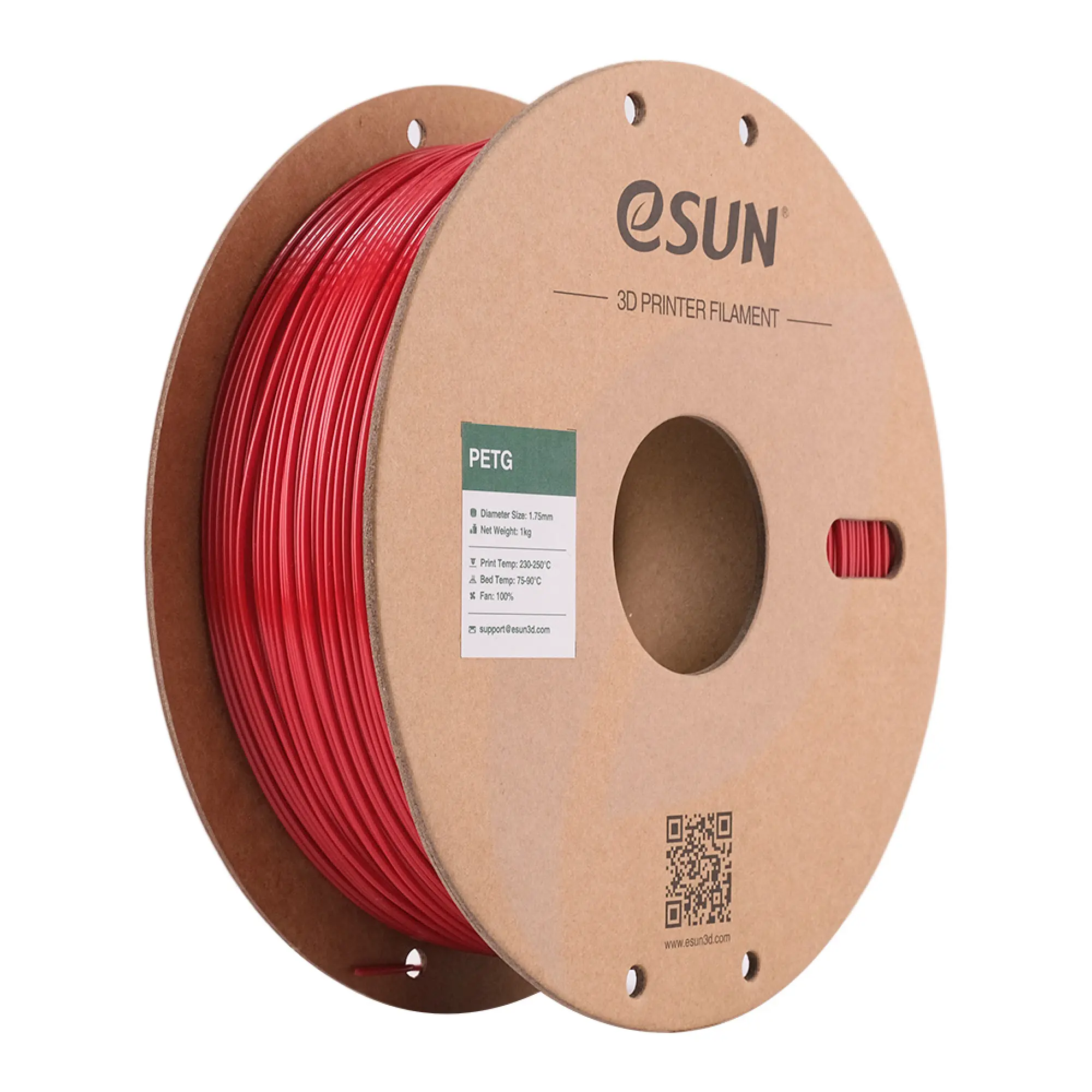 Купити PETG Filament (пластик) для 3D принтера Esun 1кг, 1.75мм, пожежно-червоний (PETG175FR1) - фото 1