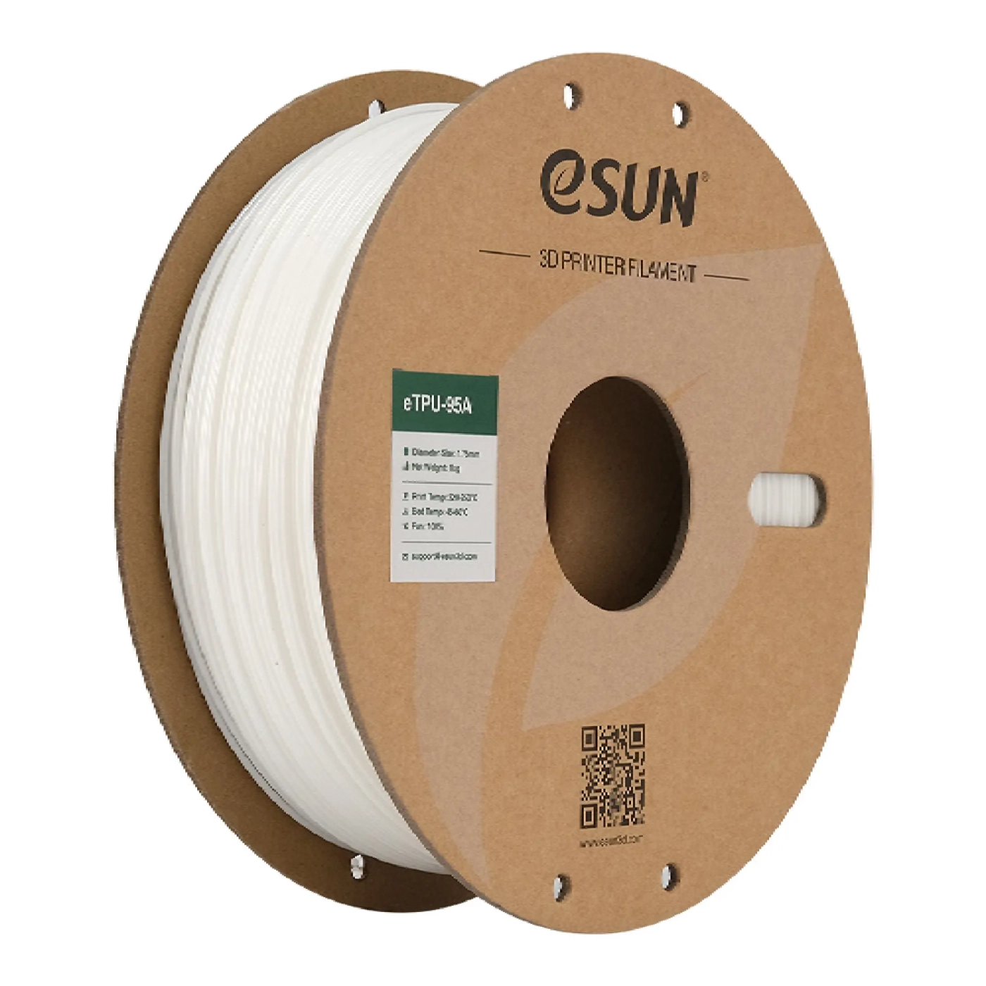 Купити eTPU-95A Filament (пластик) для 3D принтера eSUN 1кг, 1.75мм, білий (ETPU-95A175W1) - фото 1