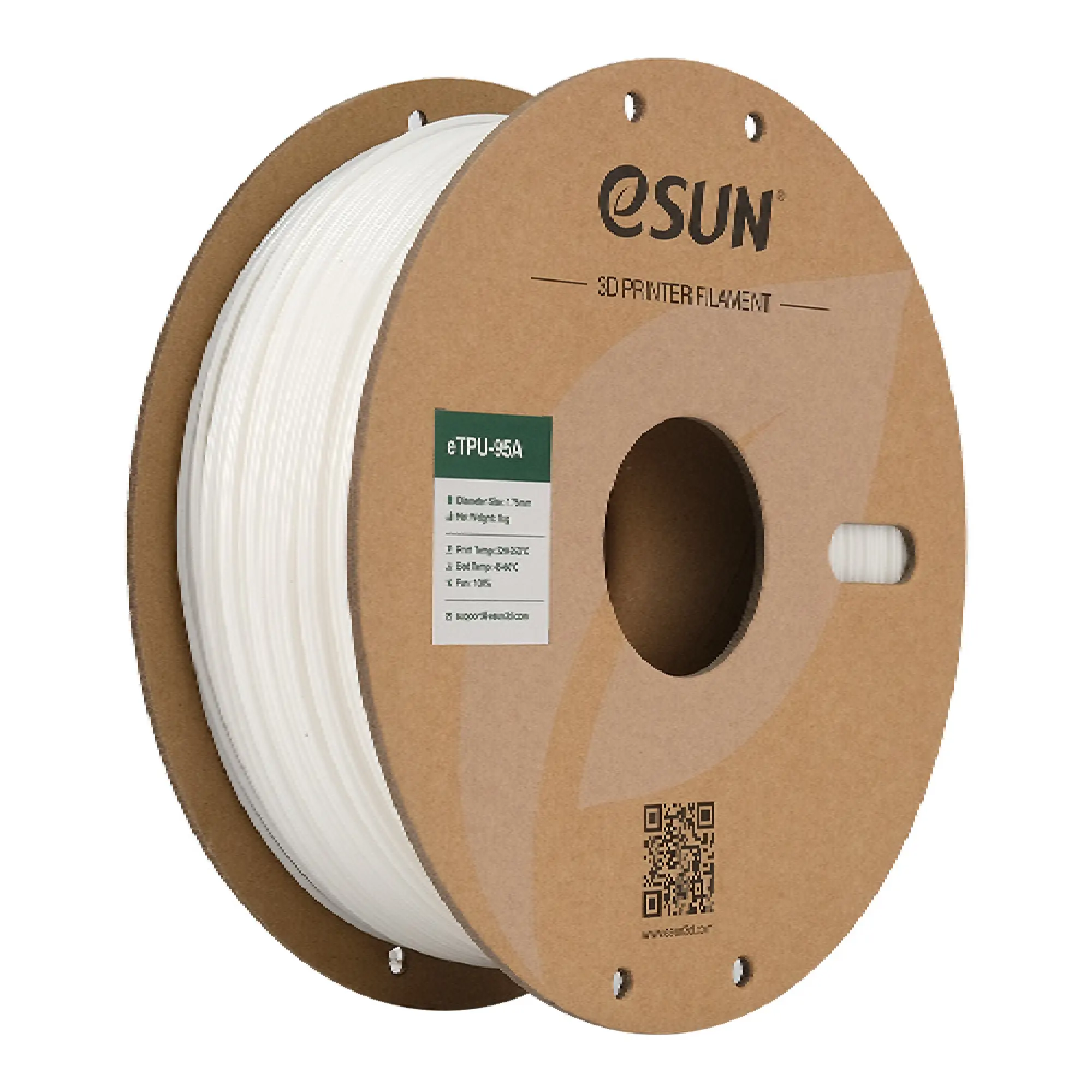 Купити eTPU-95A Filament (пластик) для 3D принтера eSUN 1кг, 1.75мм, білий (ETPU-95A175W1) - фото 1