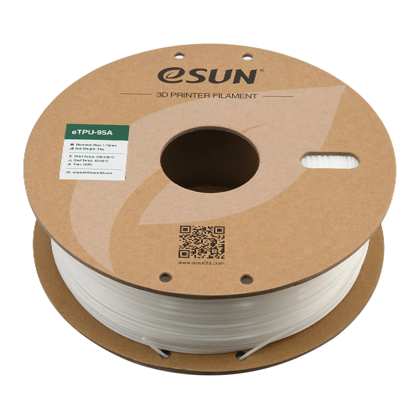 Купити eTPU-95A Filament (пластик) для 3D принтера eSUN 1кг, 1.75мм, білий (ETPU-95A175W1) - фото 3