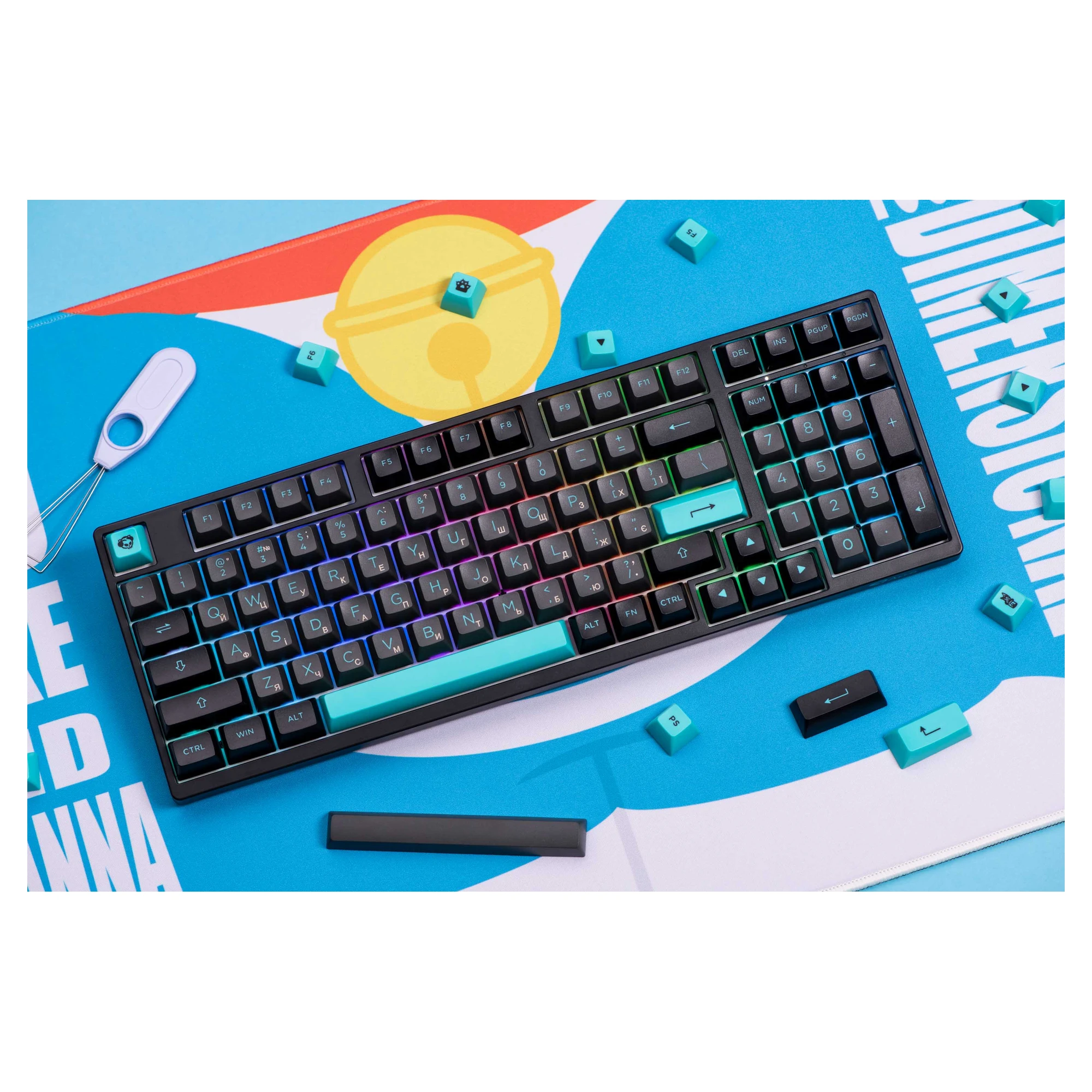 Купить Клавиатура Akko 3098B Black&Cyan CS Jelly White (6925758617635) - фото 9