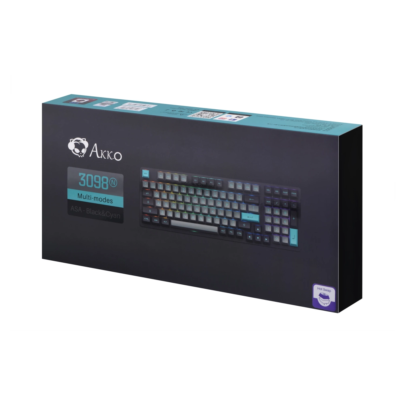 Купити Клавіатура Akko 3098N Black/Cyan TTC Flame Switch RGB (6925758618311) - фото 14