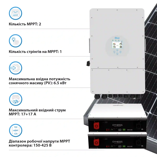 Купить Система хранения энергии DEYE SUN-5K-SG03LP1-EU-2DY10.24K-LFP-W 5kW 10.4kWh 2BAT LiFePO4 6000 циклов - фото 3