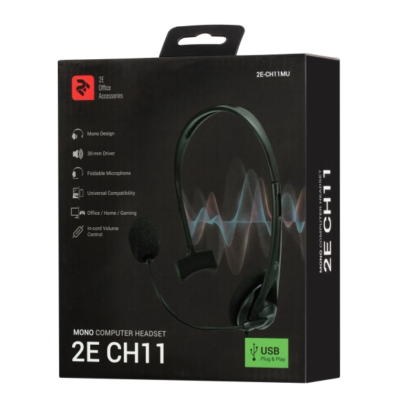 Купить Наушники 2E CH11 Mono USB Black (2E-CH11MU) - фото 7