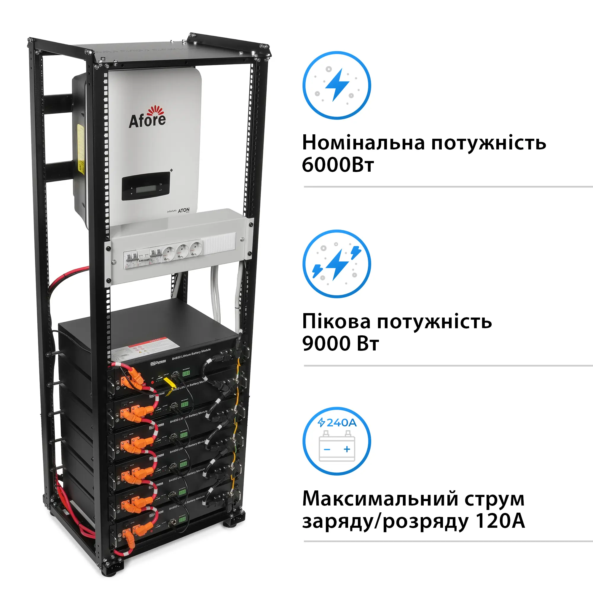 Купити Система зберігання енергії Solarverse SVR32-1AF6K1-LDY12K1-0 6kW 12kWh 5BAT LiFePO4 6000 циклів - фото 2