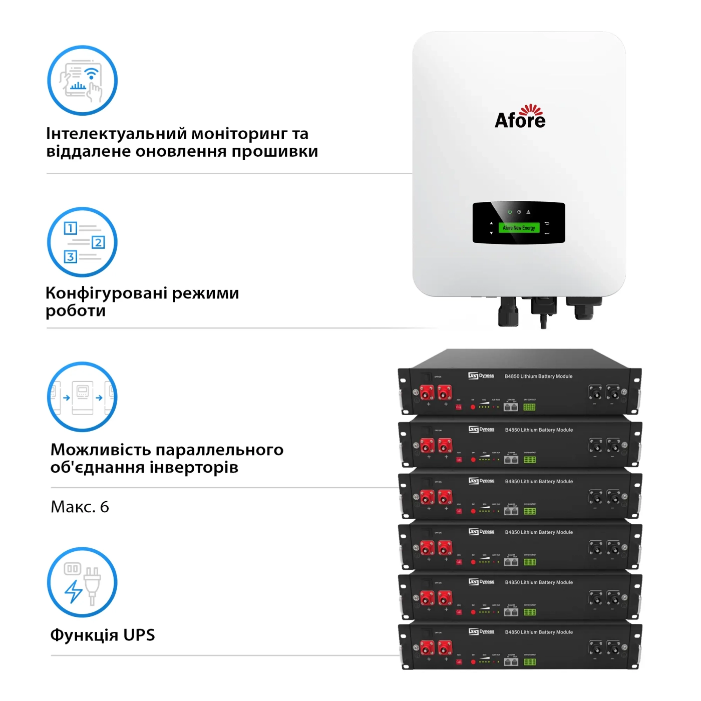 Купити Система зберігання енергії Solarverse SVR32-1AF6K1-LDY12K1-0 6kW 12kWh 5BAT LiFePO4 6000 циклів - фото 8